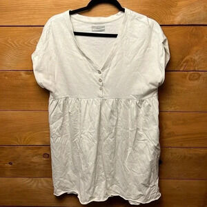 Womens Urban Outfitters SS babydoll T shirt dress Sm cotton‎ knit cream buttons